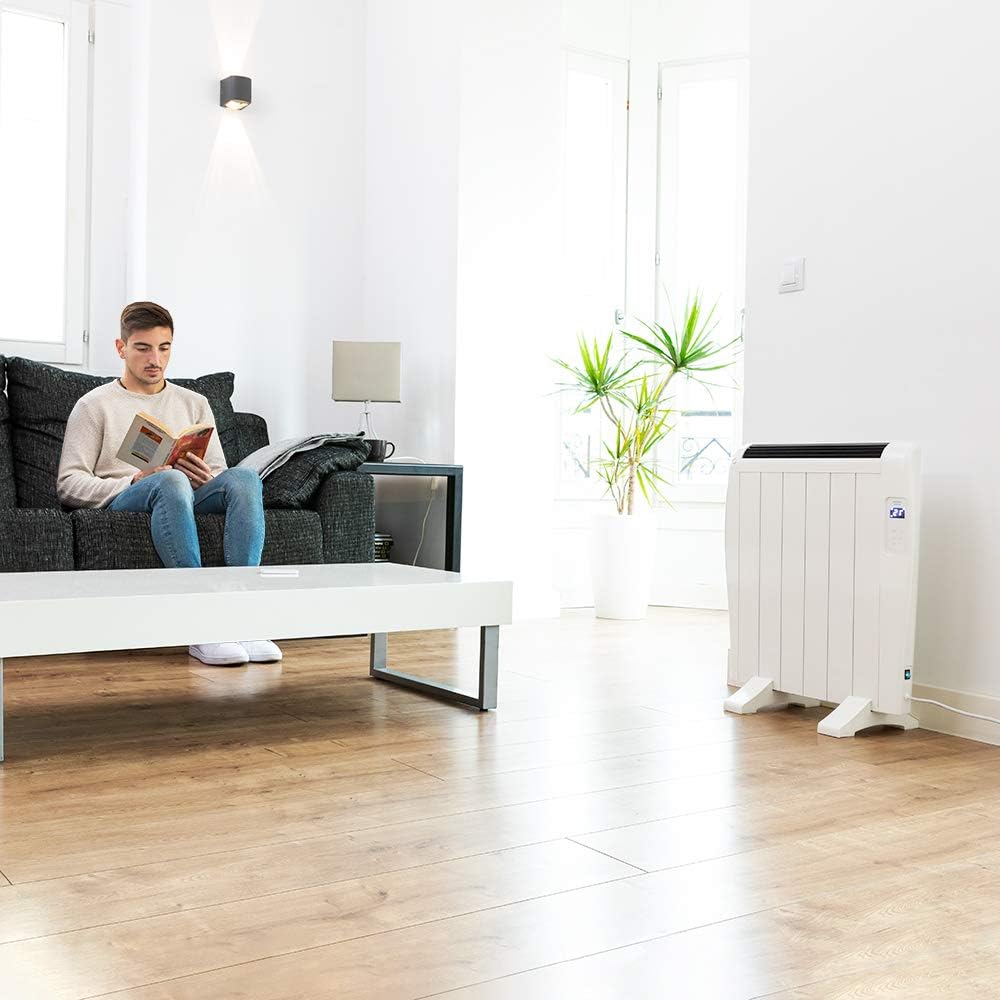 Radiateur Electrique Basse Consommation Ready Warm 1200 Thermique Connecté - 6 éléments, 900 W, mural ou au sol, 3 modes, minuterie, écran LCD, contrôle Wifi, ultra-plat 6 Éléments - Contrôle Wifi Mando + APP