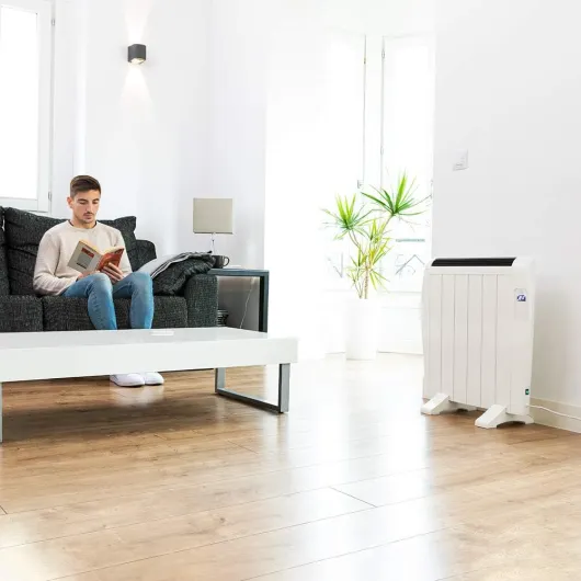 Radiateur Electrique Basse Consommation Ready Warm 1200 Thermique Connecté - 6 éléments, 900 W, mural ou au sol, 3 modes, minuterie, écran LCD, contrôle Wifi, ultra-plat 6 Éléments - Contrôle Wifi Mando + APP