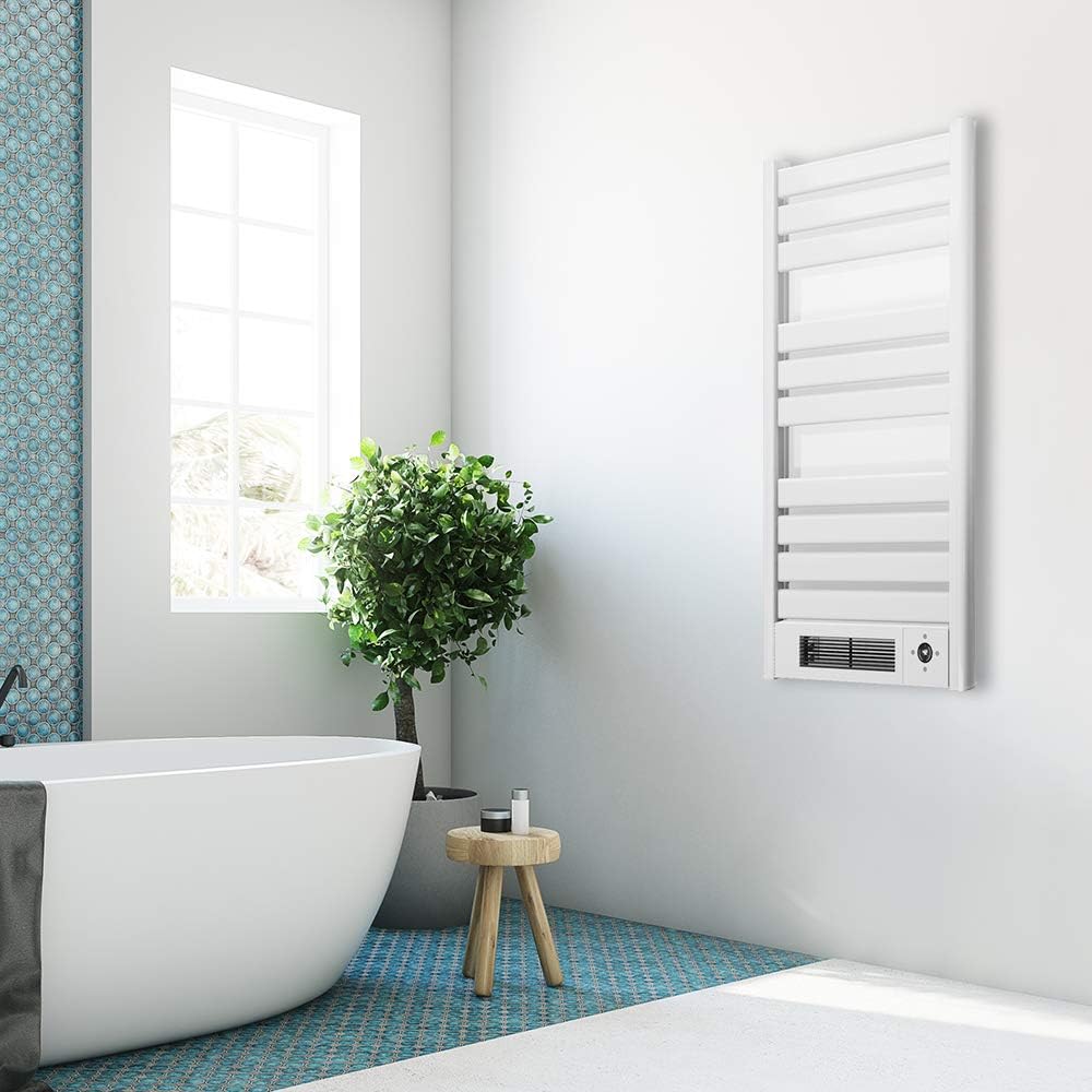 Sèche-Serviettes Électrique avec Radiateur Ready Warm 9790 Ceramic Towel Chauffage céramique incorporé, 2000 W, Écran LED, Télécommande, Minuterie, Température Ajustable, Noir (Blanc)