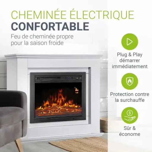 Test Juskys Cheminée électrique 1000/2000 W : un faux feu qui chauffe vraiment le salon