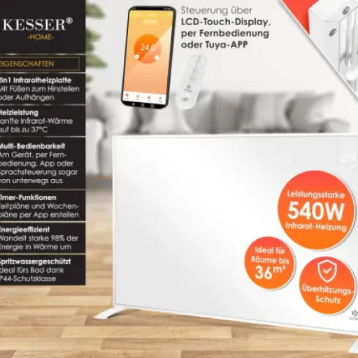 Test KESSER Chauffage infrarouge 540W : un radiateur plat correct pour petite pièce ou bureau