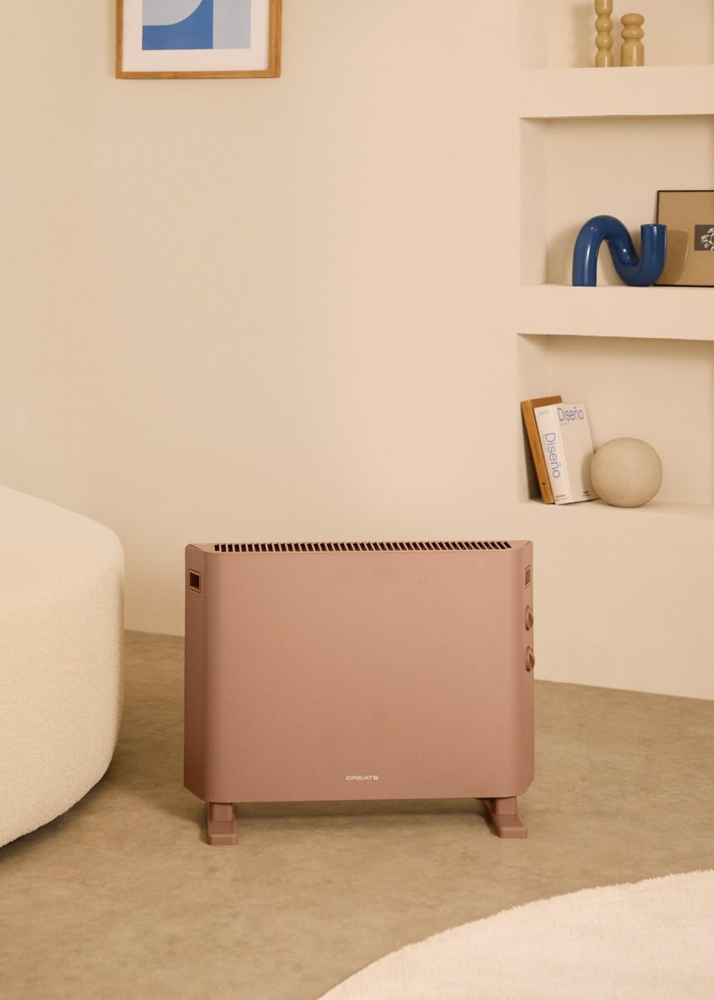/WARM HANDY COLOURS/Convecteur chauffant à air moka/Fonction ventilateur et air chaud, pièces jusqu'à 20m², 4 modes, léger, silencieux, faible consommation, 57x23x43 cm, 2000W 57cm - 2000W Moka