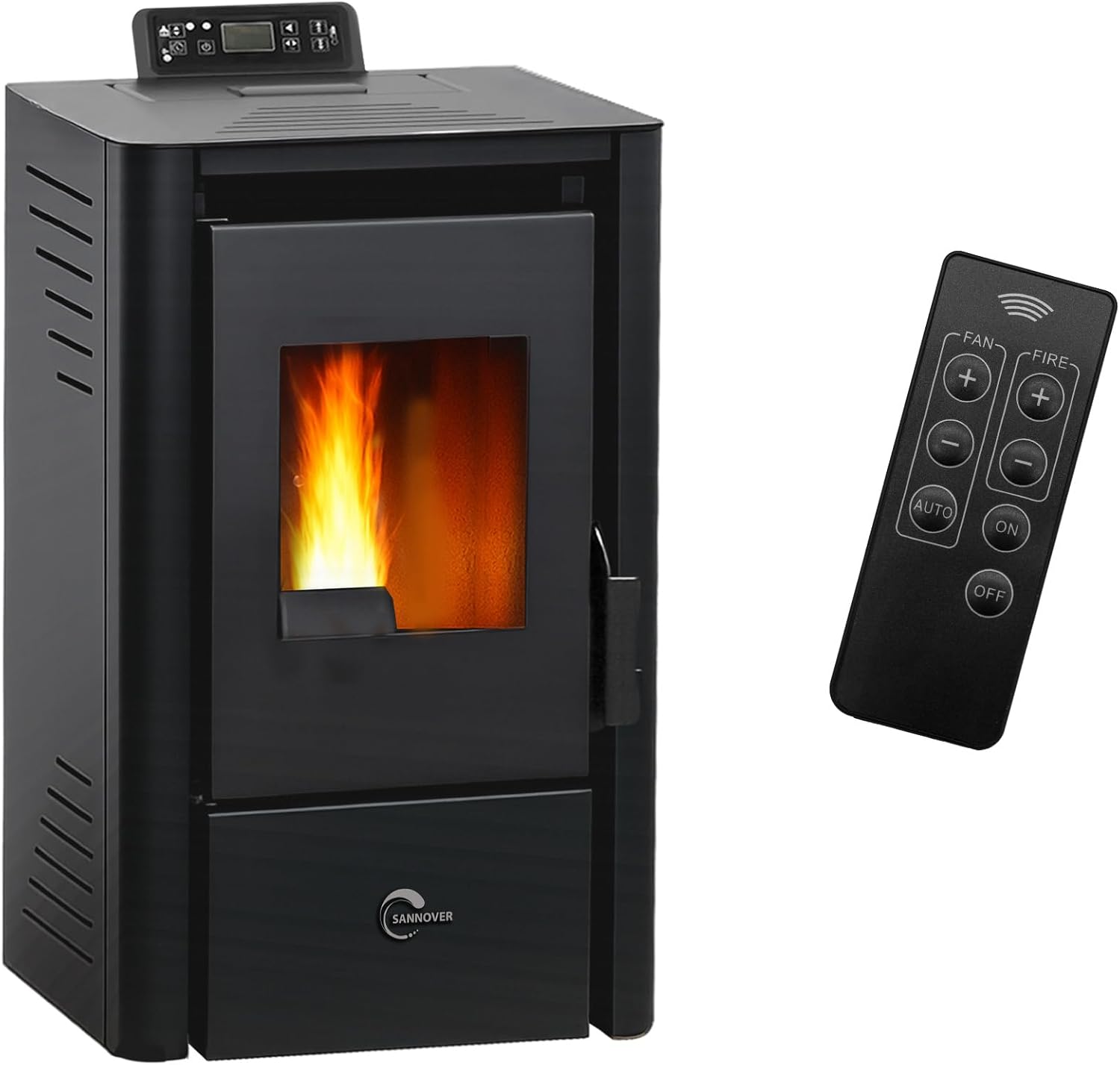 Poêle à granulés étanche Anita 9,4 kW Noir Sannover + Kit d’installation