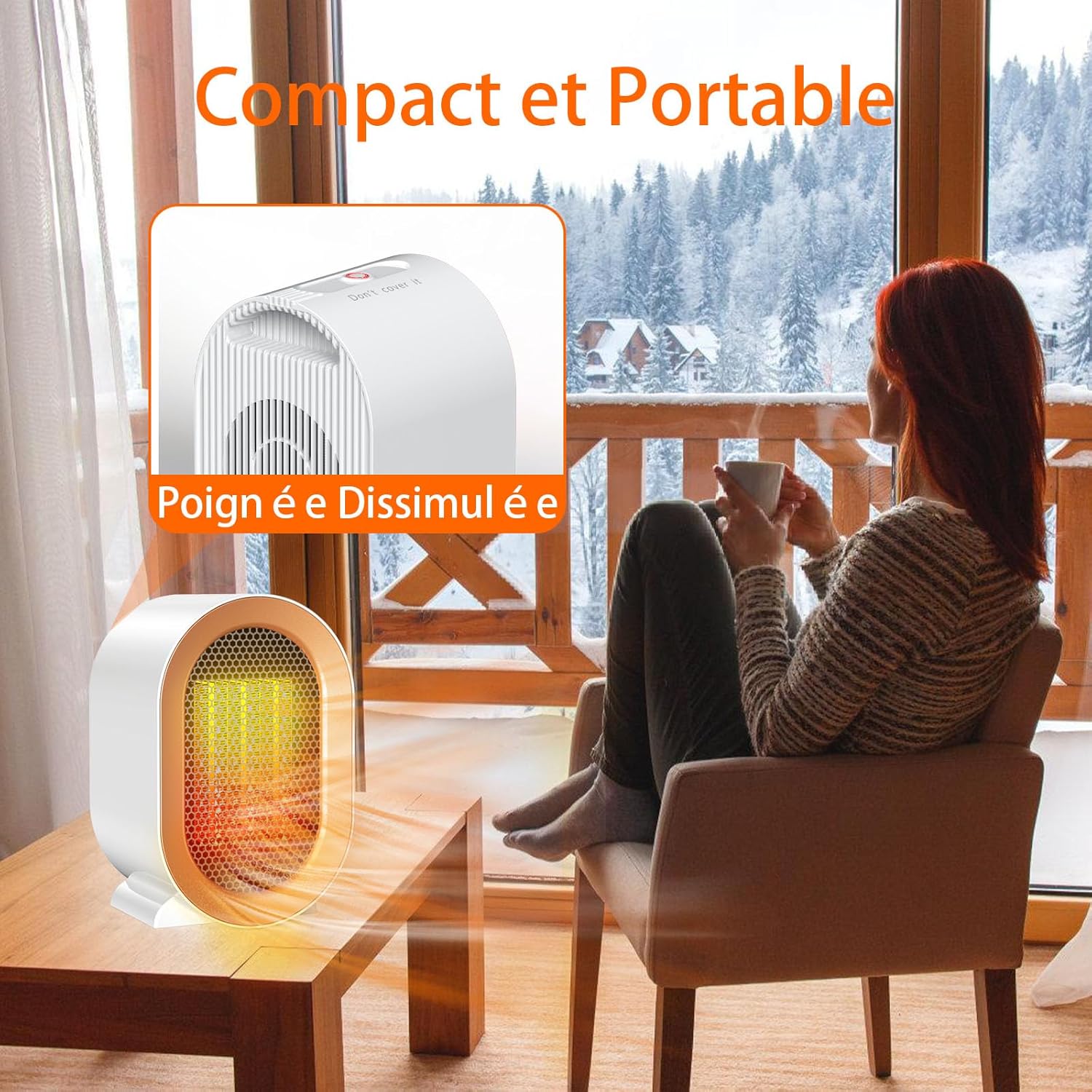 Chauffage d'appoint, 1200W Radiateur Soufflant à Éco, Chauffage Electrique Céramique PTC, 2 Modes, Protection Anti-Basculement et Anti surchauffe pour Bureau, Maison Bleu 1210w