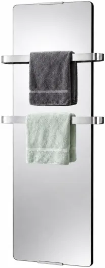 CHEMIN’ARTE Sèche-Serviette Design Électrique Miroir 900W - Radiateur Vertical - 2 barres porte serviettes - 100x6x46cm - Conçu en France