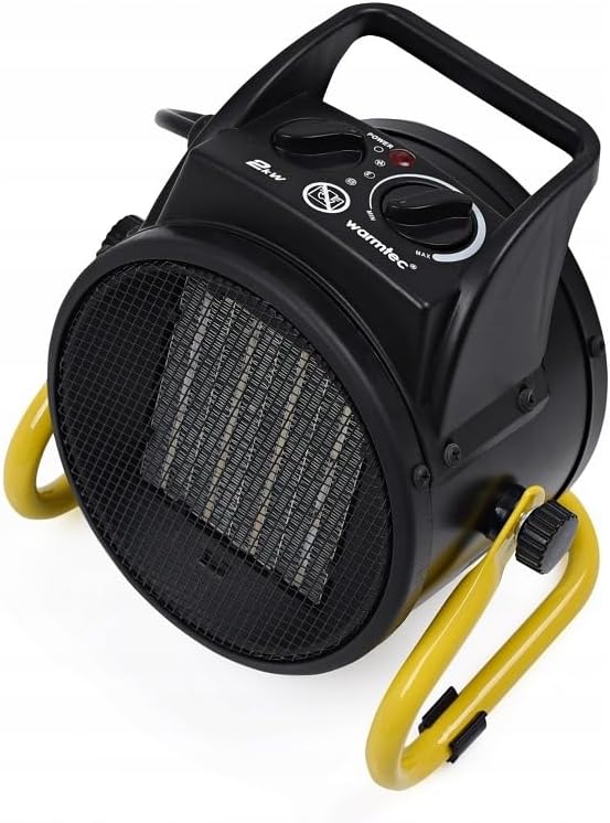 WARMTEC Chauffage Soufflant avec Thermostat 2000W - Chauffage Électrique pour d'atelier, Garage - 3 Modes, Boîtier Acier Robuste, Angle d'inclinaison réglable, protection contre la surchauffe Ewp 2kw