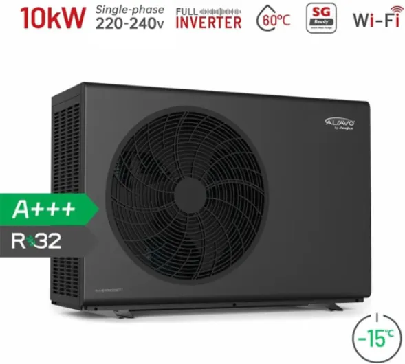 Pompe À Chaleur Air-Eau Monobloc HEAT R32 10 kW, Monophasé avec Einzelventilator, A+++ Efficacité Énergétique, Pour Chauffage Et Eau Chaude Alsavo Heat 10i
