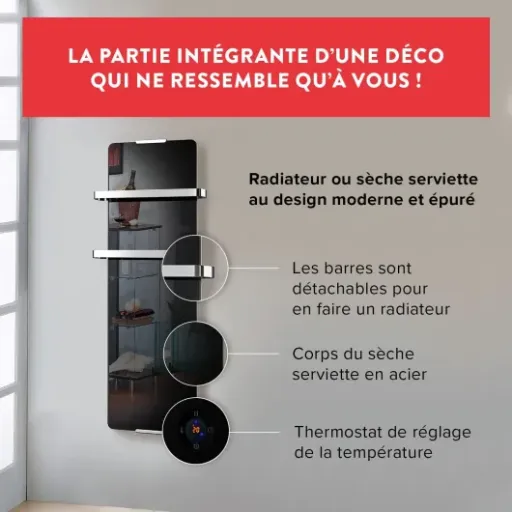 Test CHEMIN’ARTE Sèche-Serviette Électrique Noir 600W : joli sur le mur, moins convaincant pour chauffer