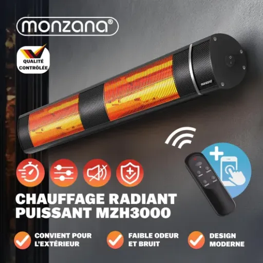 Test Monzana MZH3000 : le radiateur de terrasse qui chauffe fort mais dépend trop de sa télécommande