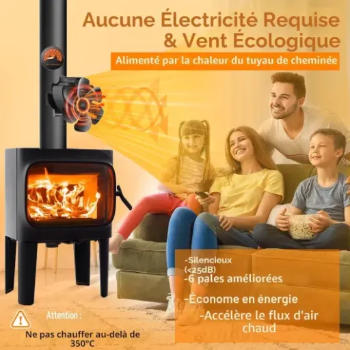 Test Ventilateur Poele à Bois Magnétiques 6 pales : petit ventilo thermique qui aide… mais ne fait pas de miracle