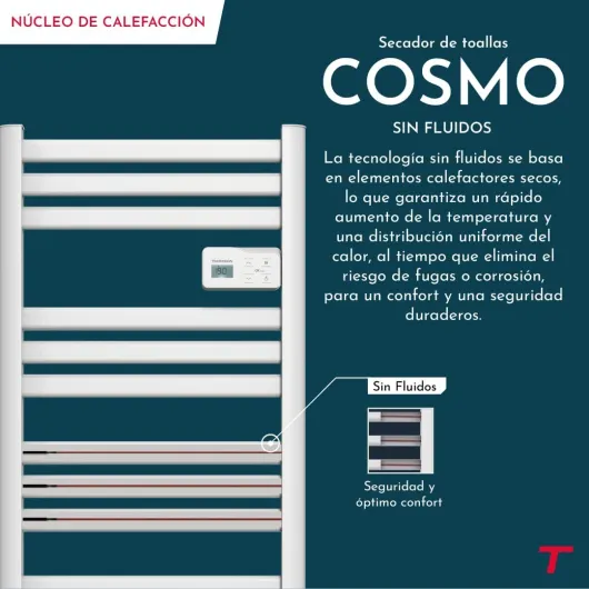 THOMSON - Sèche-serviette électrique sans fluide connecté WiFi avec soufflerie 500 + 1000W Thomson COSMO blanc