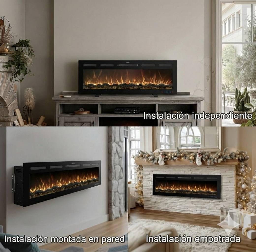 Cheminée électrique Mystflame Galaxy Pro Wi-FI et Son, Murale, encastrable ou sur Pied, 750/1500 W, 13 Couleurs de Flamme, 5 Niveaux de luminosité, Alexa et Smart Home (127 cm Pro New)