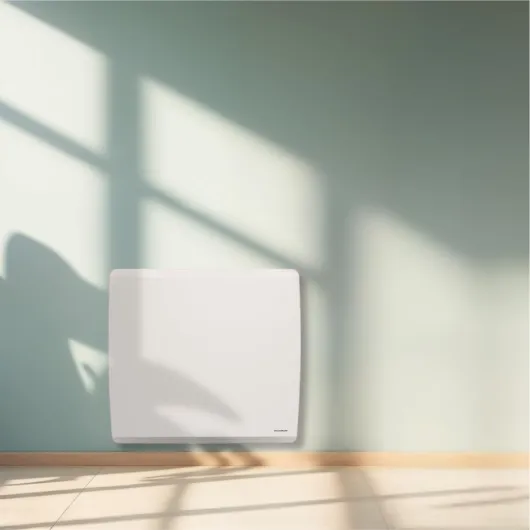 Radiateur électrique fixe connecté WiFi à inertie sèche céramique + film avec thermostat interchangeable 1500W THOMSON MOLY horizontal blanc