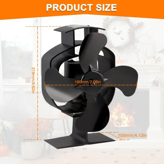 Ventilateur Poele à Bois Oscillant, 4 Pales pour Cheminée à la Chaleur - Répartition Efficace pour Brûleurs à Bois