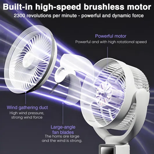 WIWOLER Ventilateur sur Pied Silencieux, Ventilateur Portable - Hauteur Ajustable 3 en 1, 4 Vitesses, Oscillation 140°, Minuterie 9H, USB et Batterie, Télécommande, pour Chambre Bureau