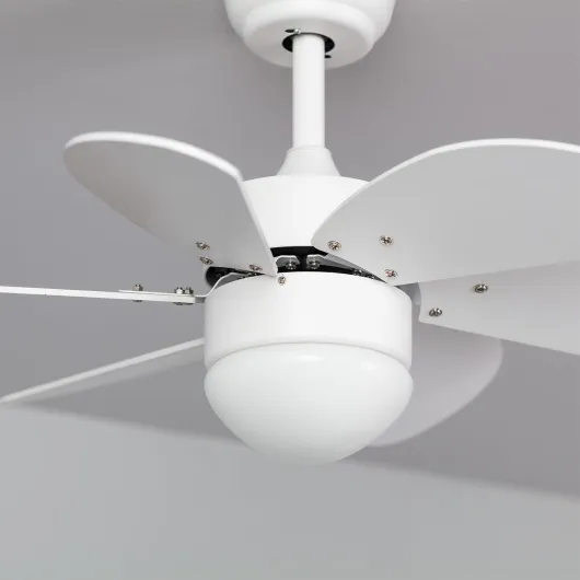 Ventilateur de Plafond LED Orion - Moteur DC Silencieux et Économe - 6 Vitesses - Fonction Été/Hiver - Télécommande Incluse, Blanc, Aluminium