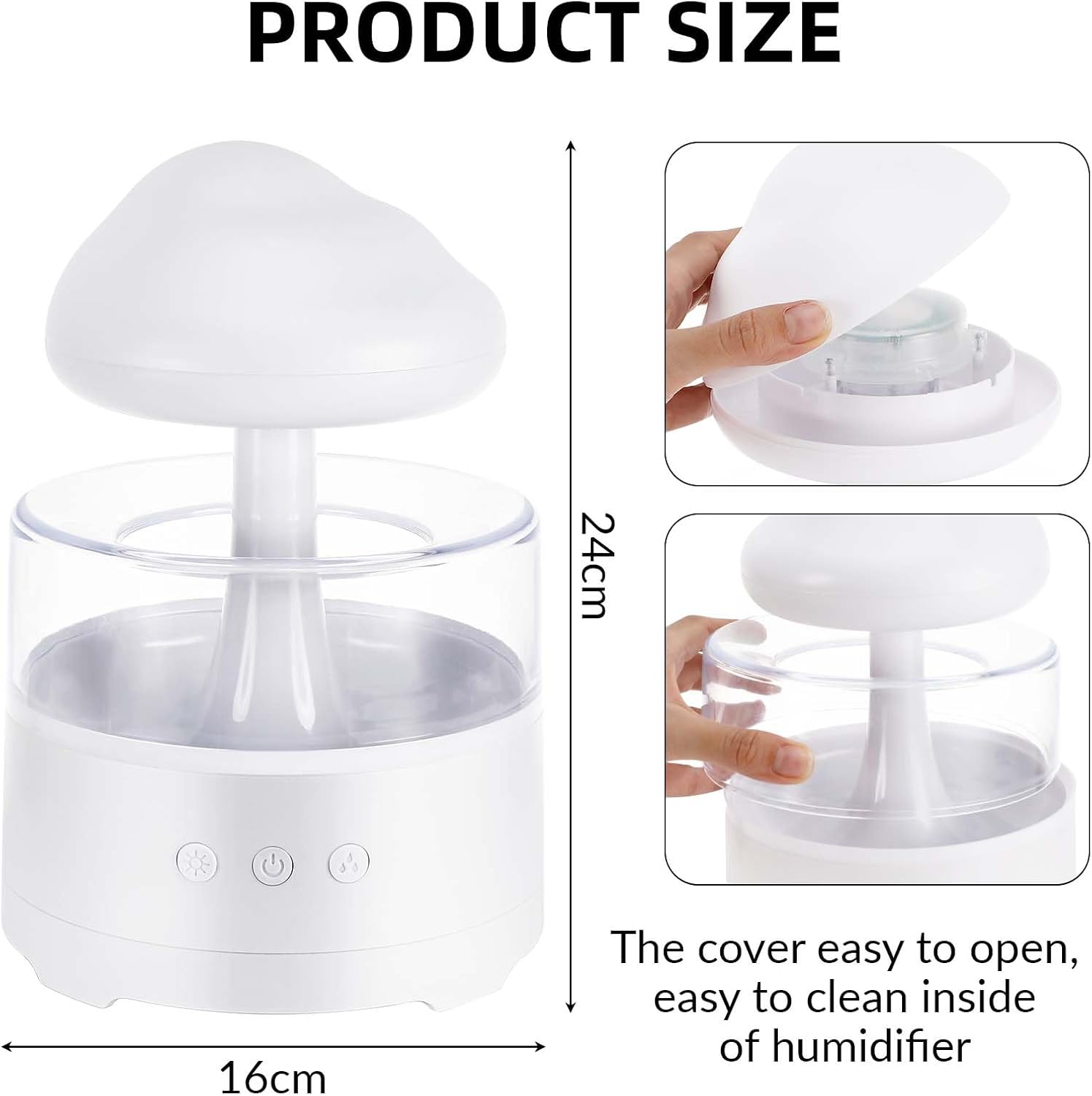 Nuages De Pluie Humidificateur D'air 400 ml, 3 Modes Pluie/Veilleuse 7 Couleurs, Simuler la Chute de Gouttes de Pluie, Aide à Dormir Et à Se Détendre