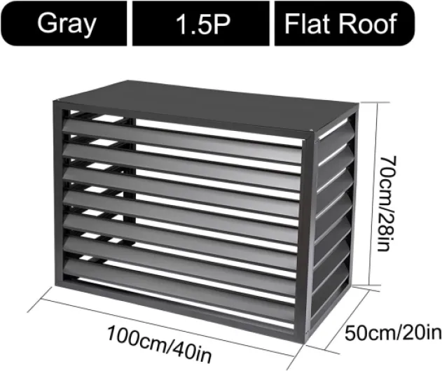 Cache-condensateur en Aluminium pour climatiseur Split, Abat-Jour extérieur pour climatiseur, clôture pour Dissimuler Un climatiseur, étagère/Support pour Plantes d'extérieur Gris 100*50*70cm/40*20*28in