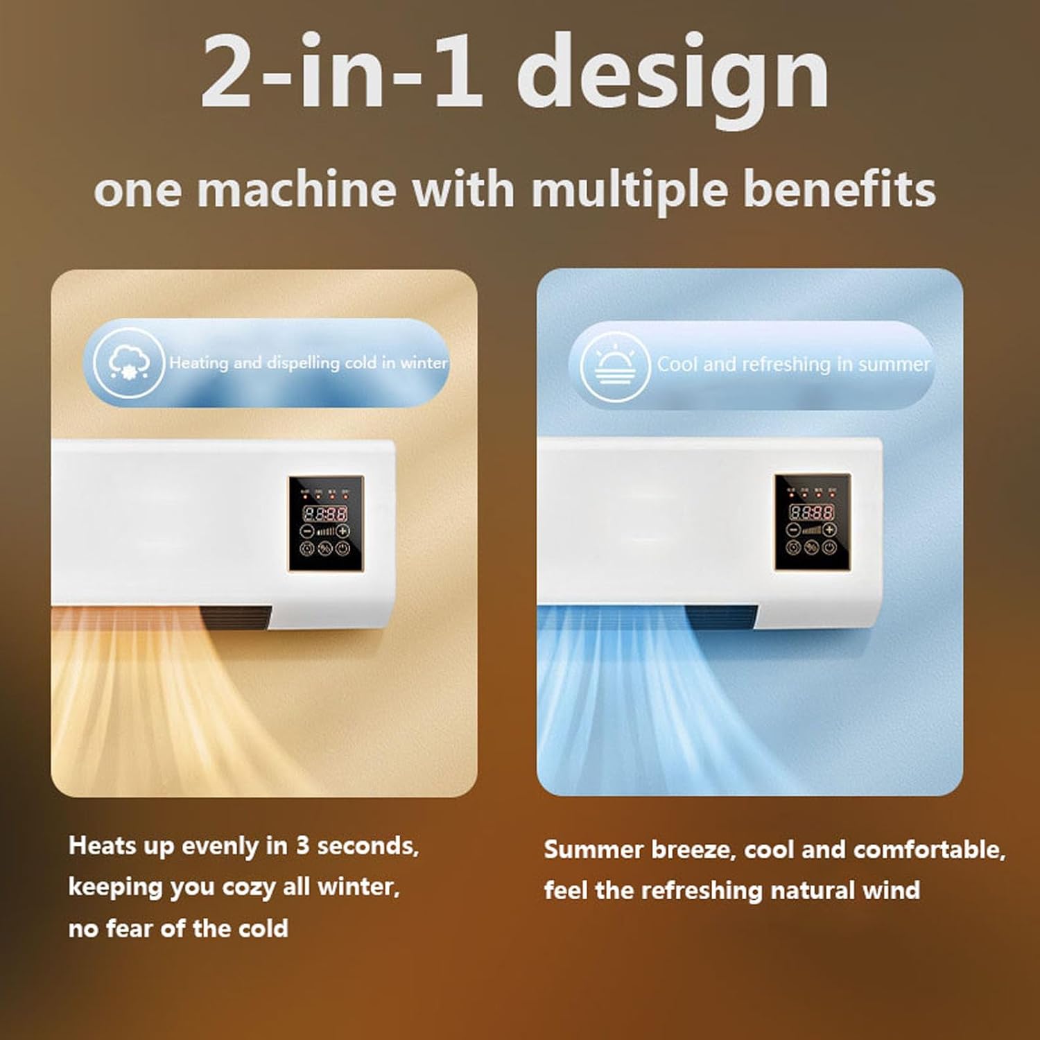 Climatiseur Portable Mural 2-en-1 avec Télécommande et Minuterie De 8h - Refroidissement Ultra Silencieux, Ventilateur éConome En éNergie, Installation Facile Du SystèMe Split Style 3