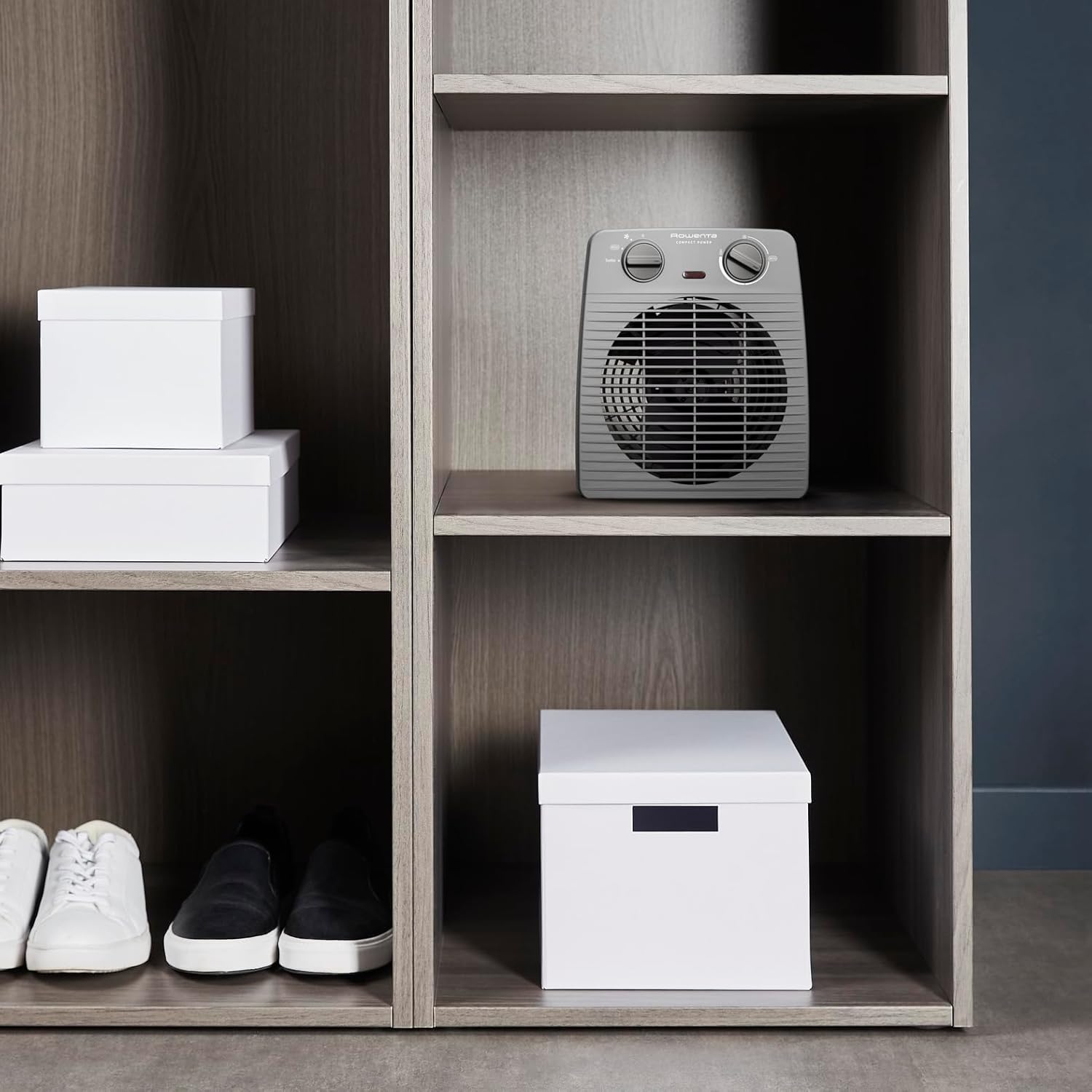 Compact Power Radiateur soufflant chauffage d’appoint portable, Jusqu’à 35 m², Mode Éco 1000 W/2000 W, Thermostat mécanique, Sécurité anti-surchauffe, SO2212F0 Gris - Nouveau Modèle