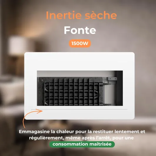 Radiateur électrique inertie sèche fonte 1500W Thermostat Programmable Blanc Cosyup Eilo Garantie 3 ans