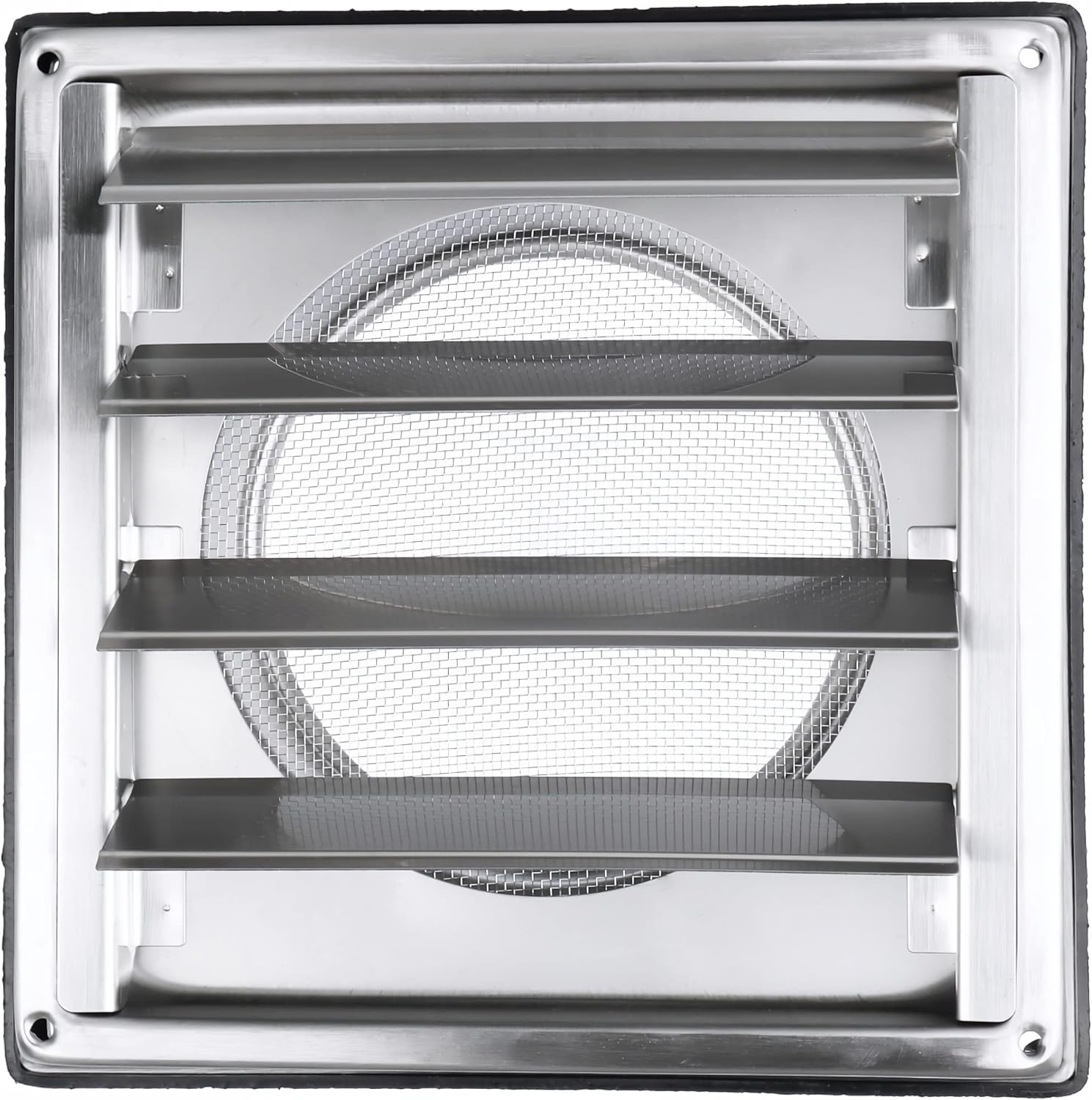 Grille Aération Ventilation 2-en-1 Inox 304 Ø125 mm - 4 Lames Mobiles Clapet Anti-Retour Automatique + Moustiquaire - Hotte VMC Sèche-Linge - 185x185 mm DN125 - Garantie 5 Ans Ø 125 Mm - Lames Mobiles avec Grille Anti-insectes